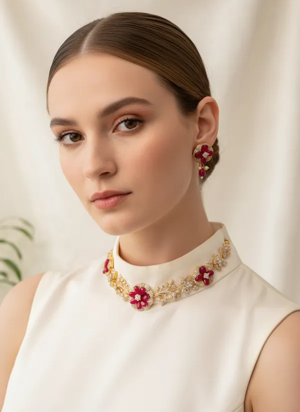 Indian_Set_Gold_Plated_Jewelry_Set_Ruby_Floral