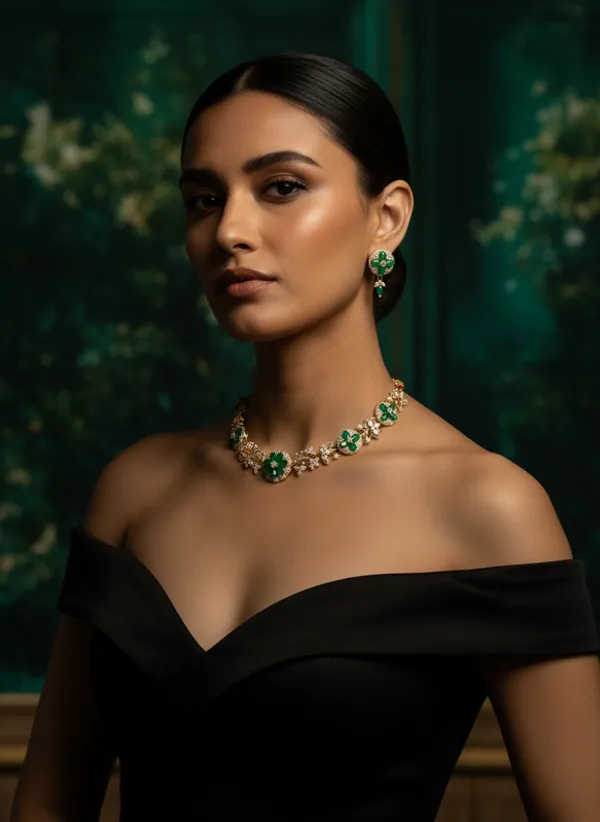 Indian_Set_Gold-Plated_Green_Stone_Floral_Jewelry_Set