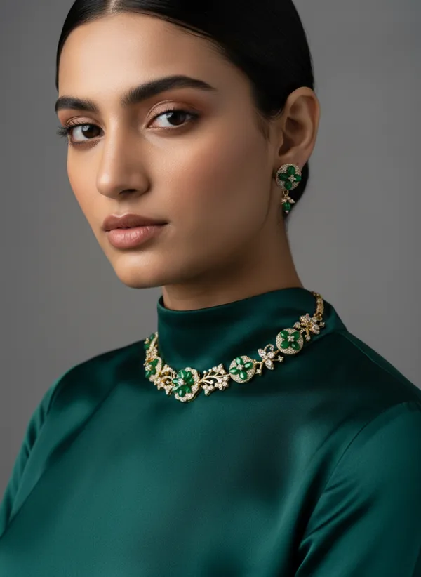 Indian_Set_Gold-Plated_Green_Stone_Floral_Jewelry_Set