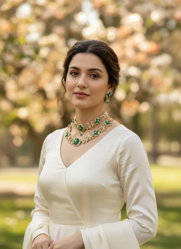 Indian_Set_Gold-Plated_Green_Stone_Floral_Jewelry_Set