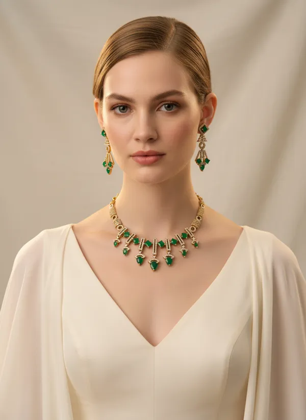 Indian_Set_Gold_Plated_Green_Stone_Jewelry_Set_Geometric_Statement