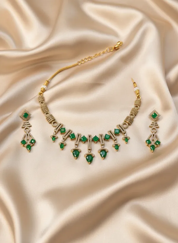 Indian_Set_Gold_Plated_Green_Stone_Jewelry_Set_Geometric_Statement