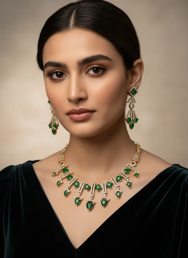 Indian_Set_Gold_Plated_Green_Stone_Jewelry_Set_Geometric_Statement
