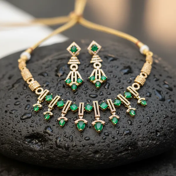 Indian_Set_Gold_Plated_Green_Stone_Jewelry_Set_Geometric_Statement