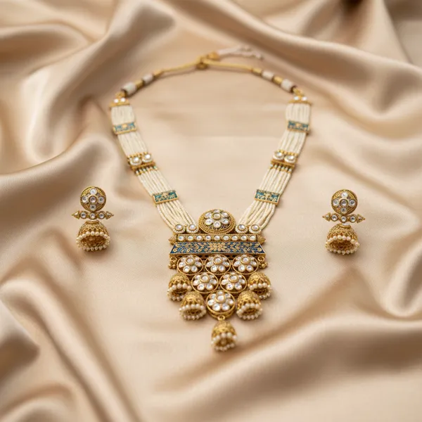 Indian_Set_Royal_Blue_Meenakari_&_Pearl_Jhumka_Necklace_Set