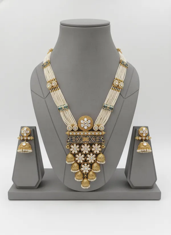 Indian_Set_Royal_Blue_Meenakari_&_Pearl_Jhumka_Necklace_Set