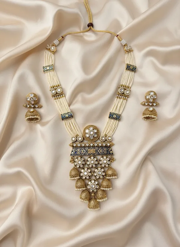 Indian_Set_Royal_Blue_Meenakari_&_Pearl_Jhumka_Necklace_Set