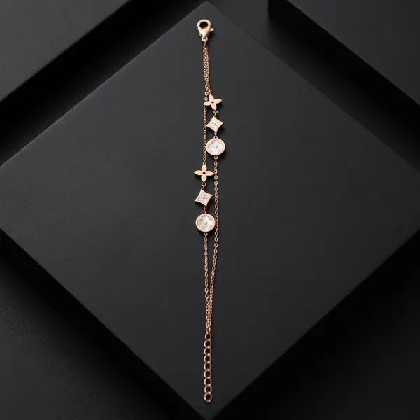 Elegant_Gold-Toned_Multi-Flower_Charm_Bracelet