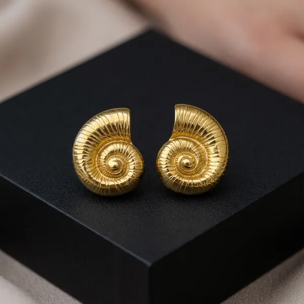 Golden_Nautilus_Spiral_Shell_Stud_Earrings