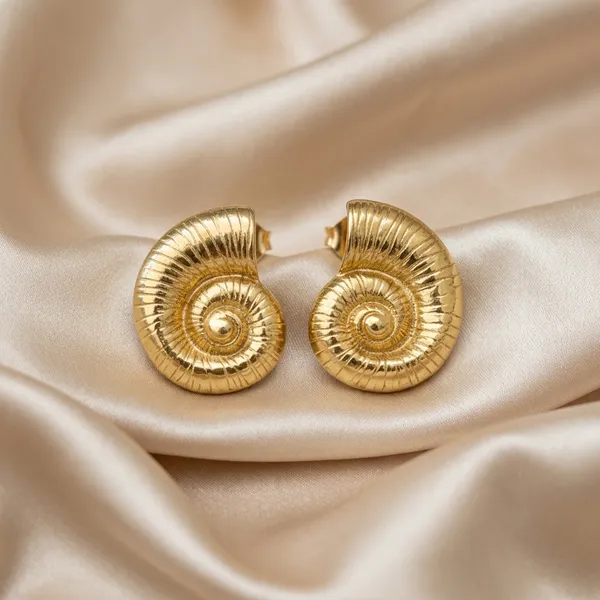 Golden_Nautilus_Spiral_Shell_Stud_Earrings
