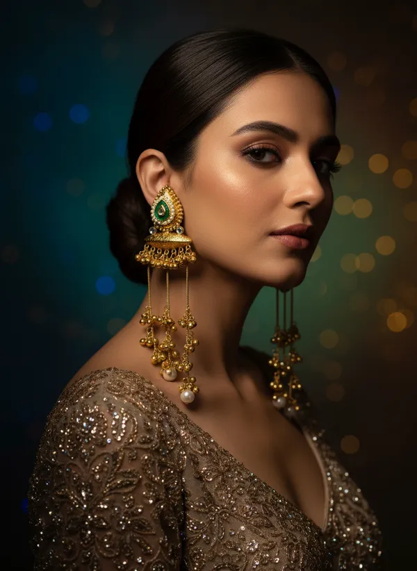 Kashmiri_Earrings_Gold_Plated_Earring_Traditional_Long_Chain_Style
