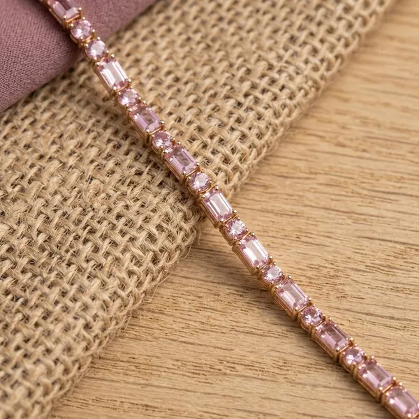 Gold_Pink_Gemstone_Bracelet_Tennis_Style