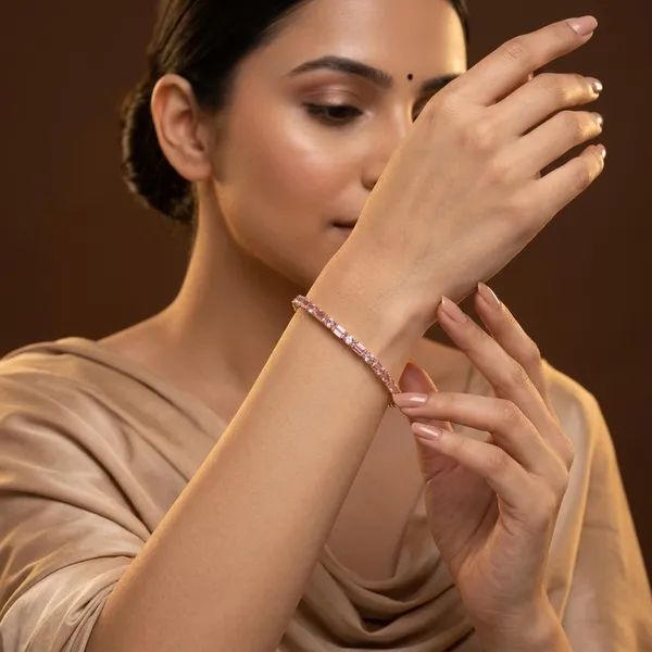 Gold_Pink_Gemstone_Bracelet_Tennis_Style