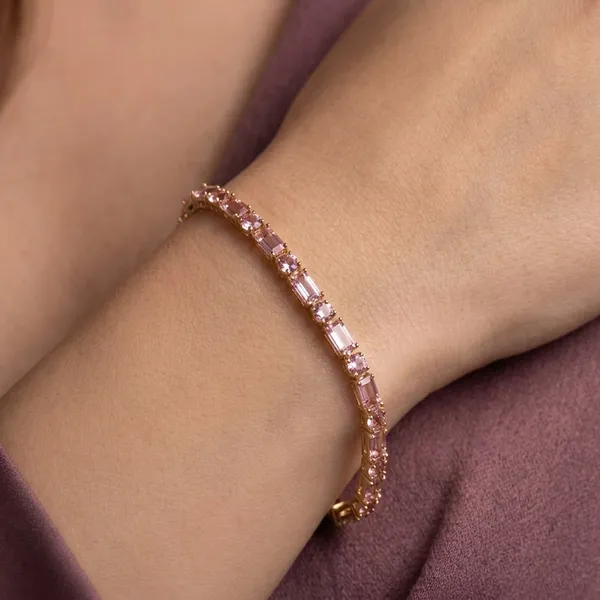 Gold_Pink_Gemstone_Bracelet_Tennis_Style