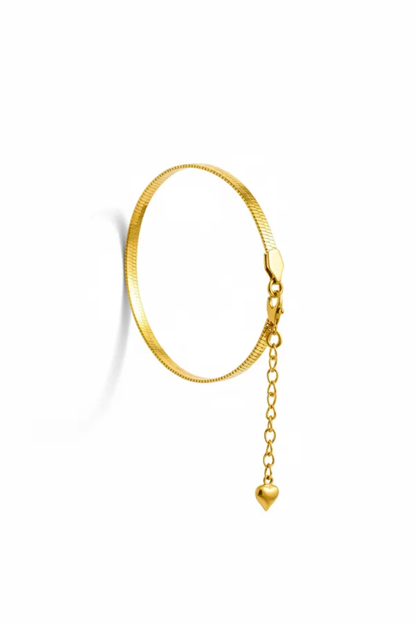 Elegant_Gold-Toned_Flat_Snake_Chain_Bracelet_With_Heart_Charm
