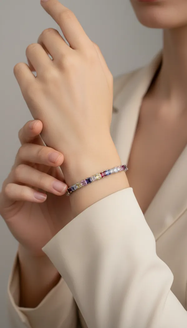 Rainbow_Radiant_Square-Cut_Tennis_Bracelet