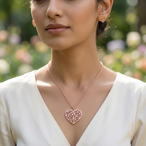 Enchanted_Rose_Gold_Geometric_Heart_Necklace_And_Earring_Set