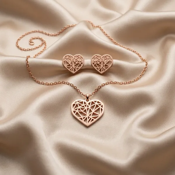Enchanted_Rose_Gold_Geometric_Heart_Necklace_And_Earring_Set