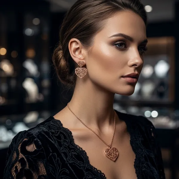 Enchanted_Rose_Gold_Geometric_Heart_Necklace_And_Earring_Set