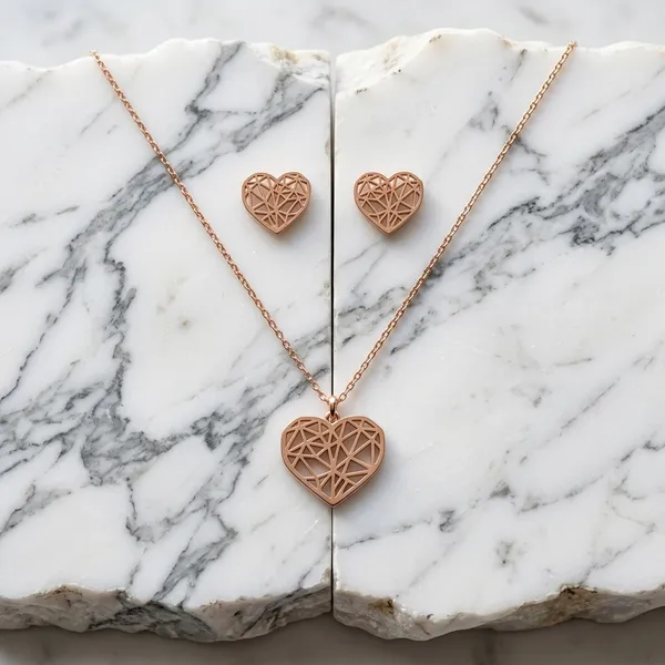 Enchanted_Rose_Gold_Geometric_Heart_Necklace_And_Earring_Set