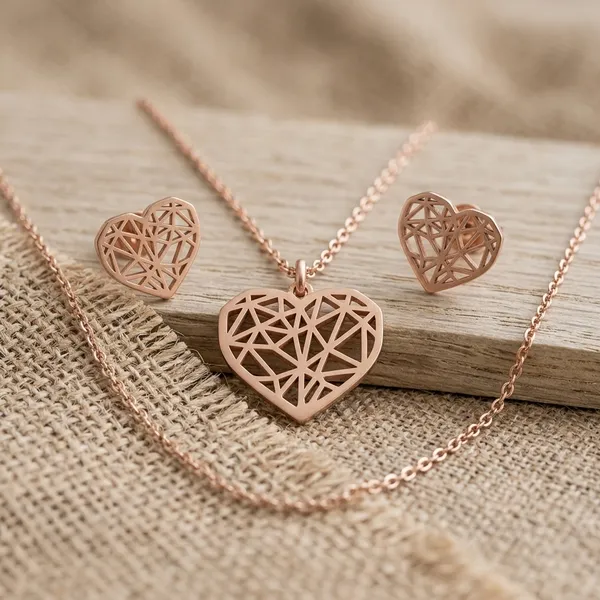 Enchanted_Rose_Gold_Geometric_Heart_Necklace_And_Earring_Set