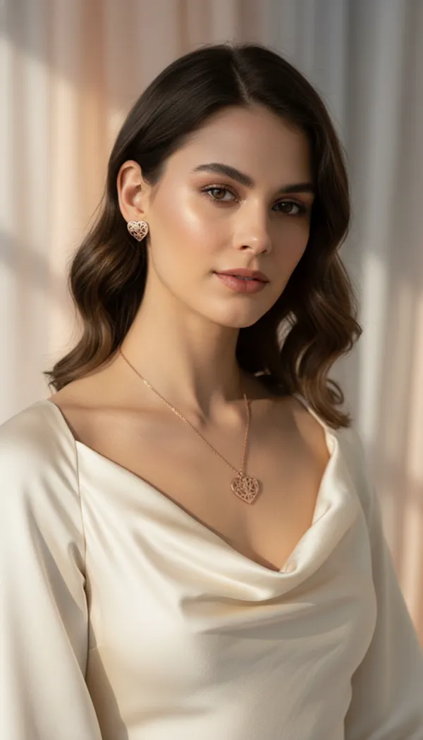 Enchanted_Rose_Gold_Geometric_Heart_Necklace_And_Earring_Set