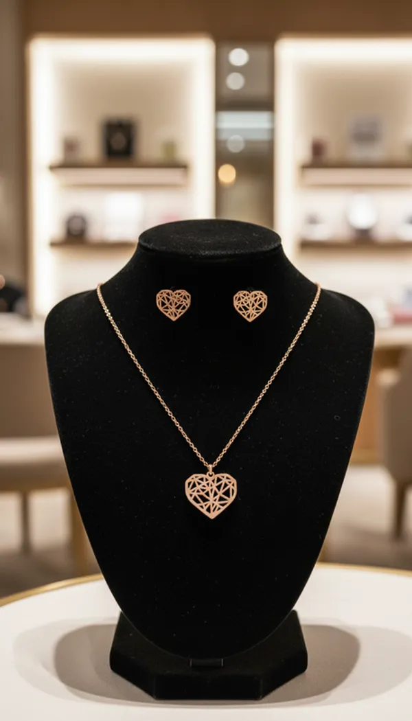 Enchanted_Rose_Gold_Geometric_Heart_Necklace_And_Earring_Set