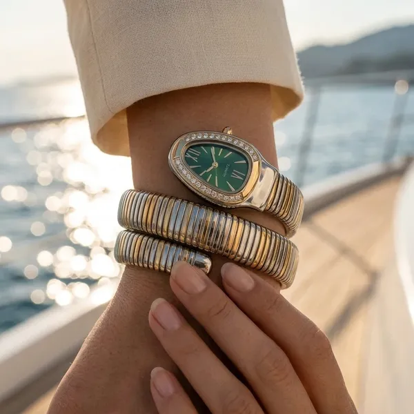 NeoFashy_Green_Dial_Two-Tone_Cuff_Watch