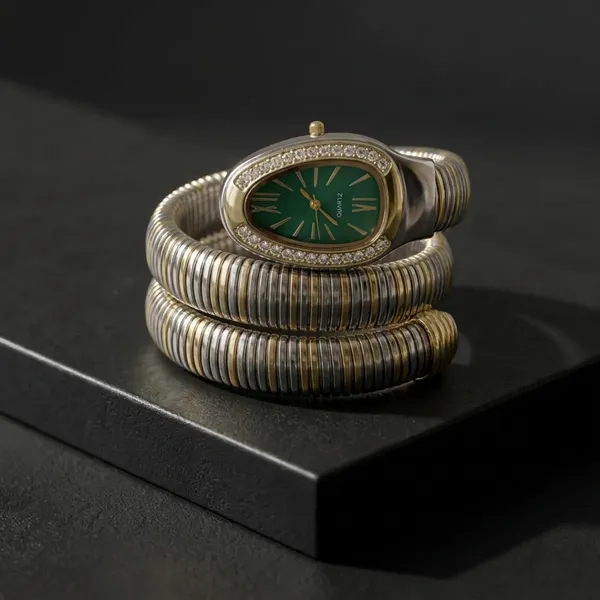 NeoFashy_Green_Dial_Two-Tone_Cuff_Watch