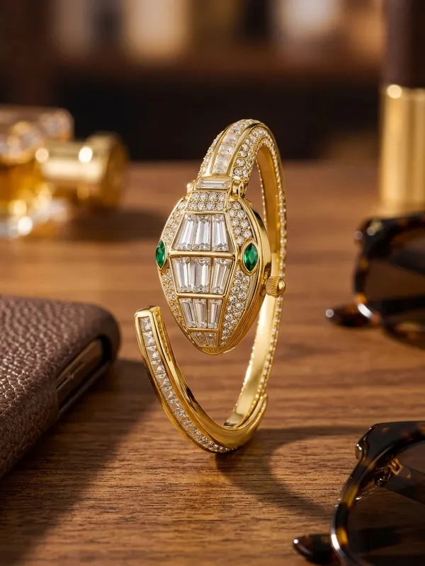 NeoFashy_Luxury_Gold-Tone_Crystal_Cuff_Bracelet_Watch_for_Women_|_Emerald_Green_Statement_Dial