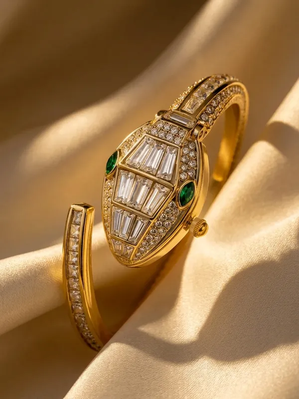 NeoFashy_Luxury_Gold-Tone_Crystal_Cuff_Bracelet_Watch_for_Women_|_Emerald_Green_Statement_Dial