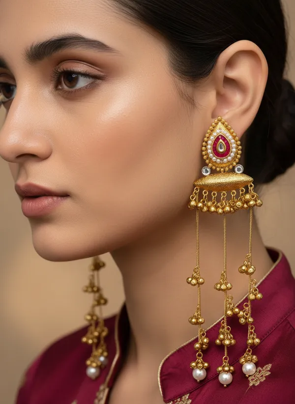 Kashmiri_Earrings_Gold-Plated_Earring_Traditional_Long_Sahara_Style