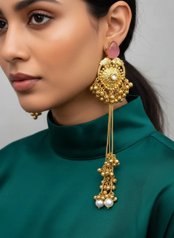 Kashmiri_Earrings_Gold-Plated_Earring_Long_Drop_Ghungroo