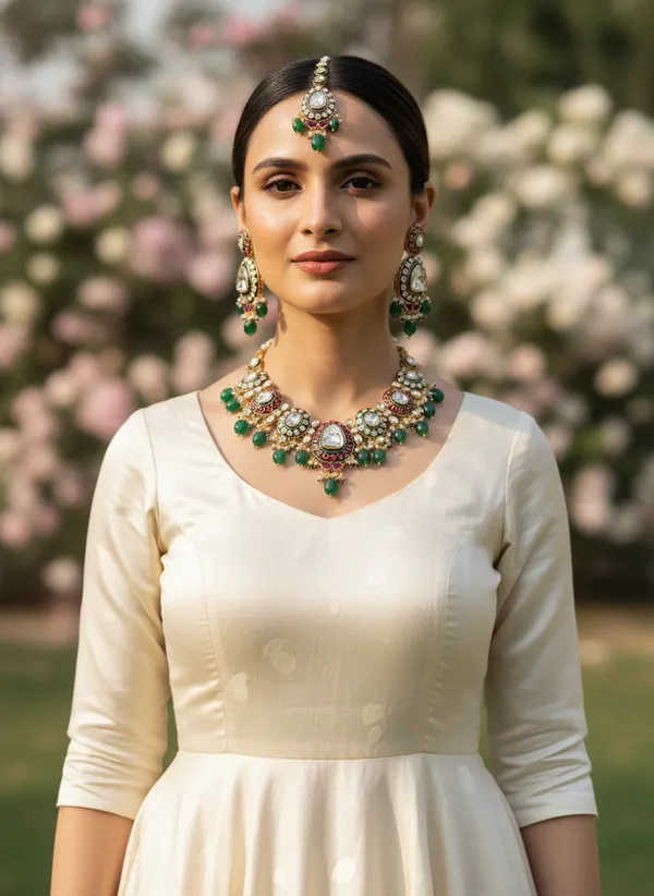 Indian_Set_Kundan_And_Emerald_Bead_Traditional_Jewelry_Set