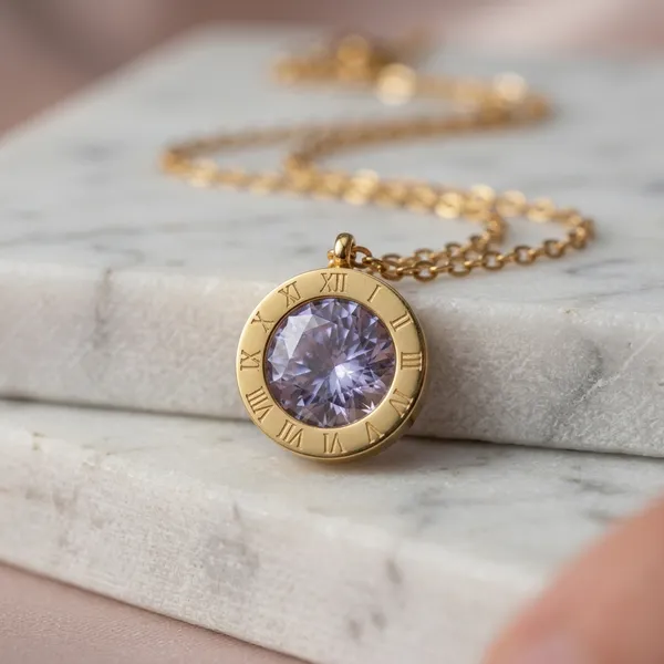 Timeless_Roman_Numeral_Lavender_Crystal_Chain