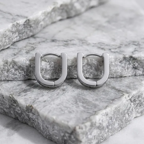 Minimalist_Sleek_Silver_U-Shape_Huggie_Pair_Of_Earrings