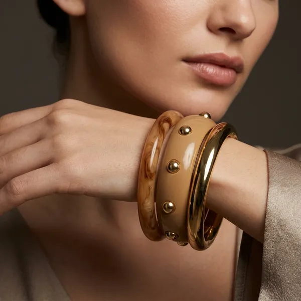 Resin_and_Gold_Tone_Bangle_Bracelet_Set_Bohemian_Stack