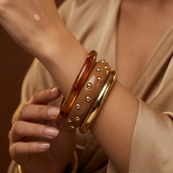 Resin_and_Gold_Tone_Bangle_Bracelet_Set_Bohemian_Stack