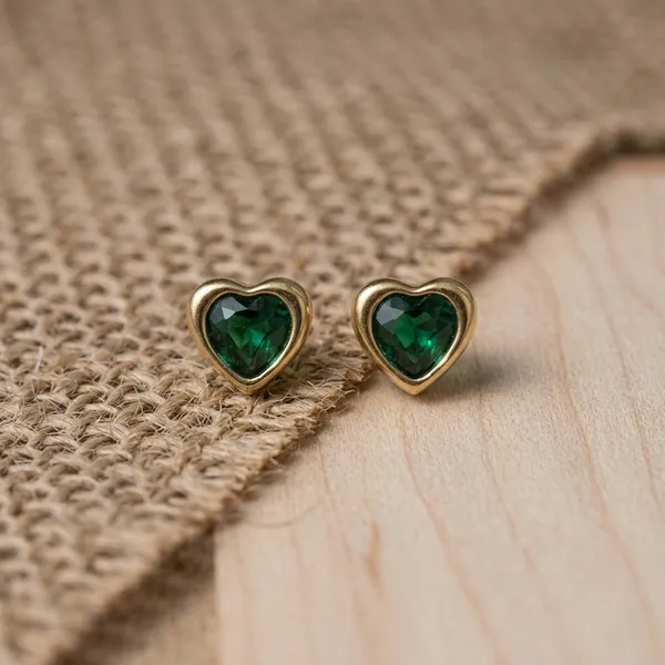 Radiant_Emerald-Green_Heart_Gold-Toned_Pair_Of_Earrings