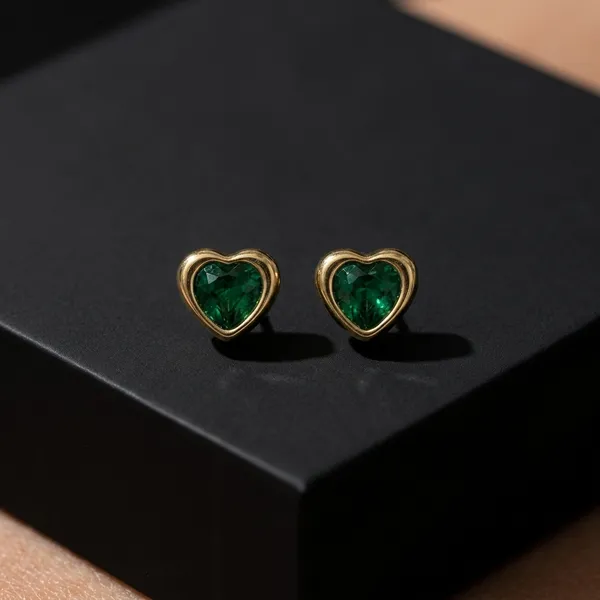 Radiant_Emerald-Green_Heart_Gold-Toned_Pair_Of_Earrings