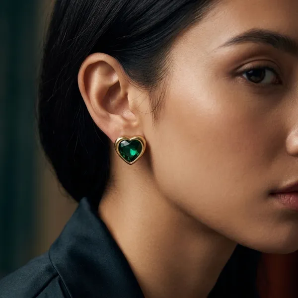 Radiant_Emerald-Green_Heart_Gold-Toned_Pair_Of_Earrings