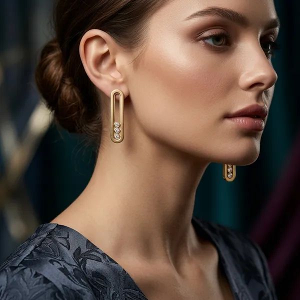 Elegant_Gold-Toned_Crystal-Accentuated_Oval_Drop_Pair_Of_Earrings