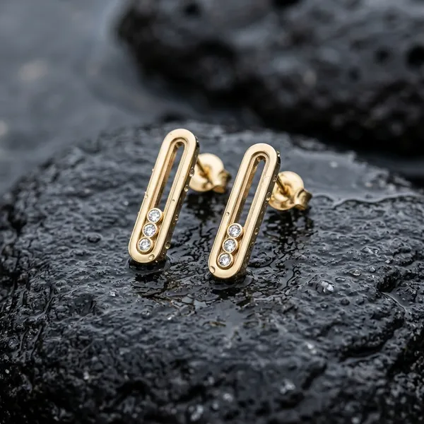 Elegant_Gold-Toned_Crystal-Accentuated_Oval_Drop_Pair_Of_Earrings