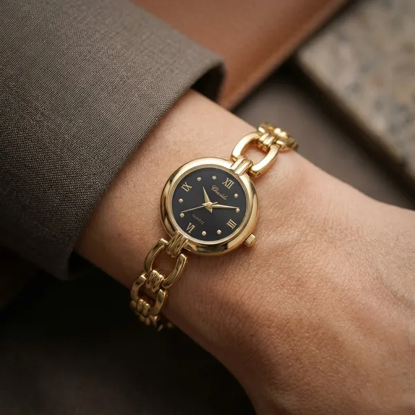 Nimi_House_Noir_Elegance_Gold_Bracelet_Watch_For_Women