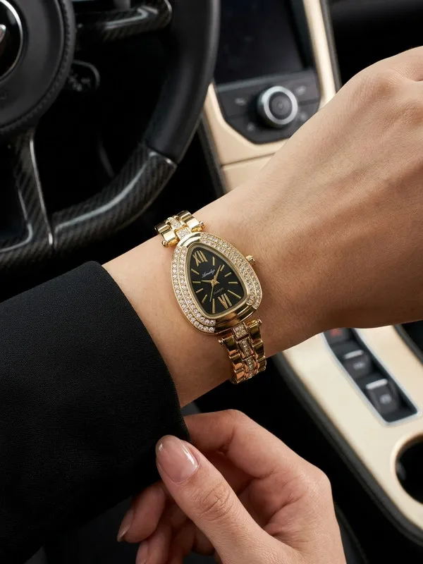 Neofashy_Noir_Teardrop_Crystal_Gold_Bracelet_Watch_for_Women