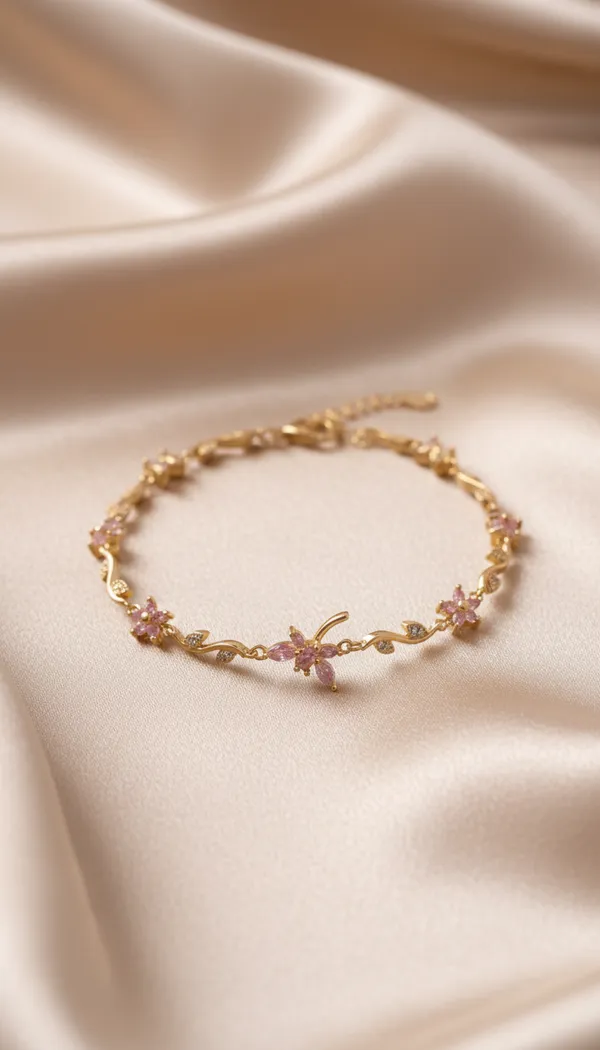 Gold_Plated_Pink_Floral_Anti-Tarnish_Crystal_Tulip_Bracelet