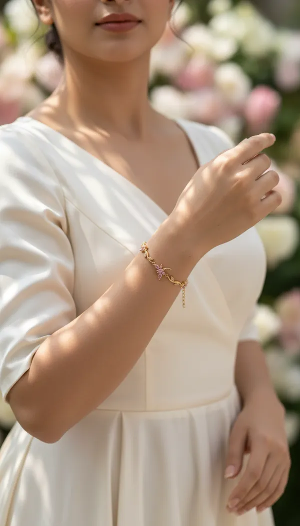 Gold_Plated_Pink_Floral_Anti-Tarnish_Crystal_Tulip_Bracelet