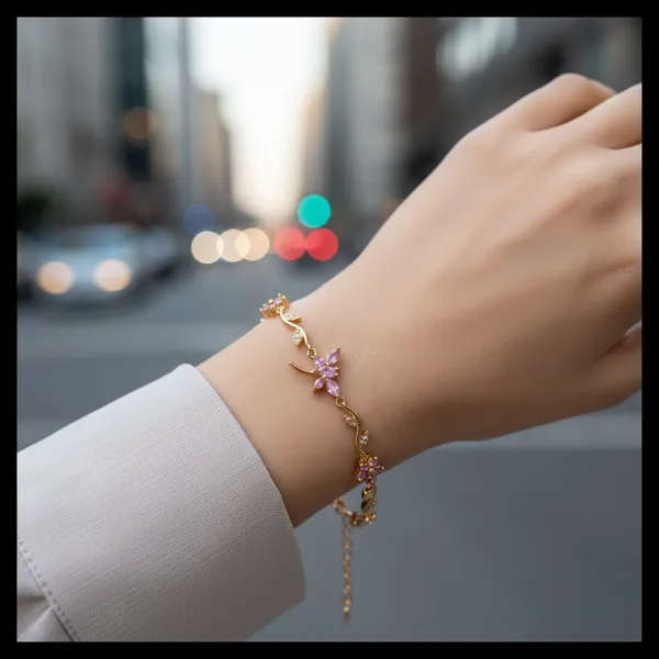 Gold_Plated_Pink_Floral_Anti-Tarnish_Crystal_Tulip_Bracelet