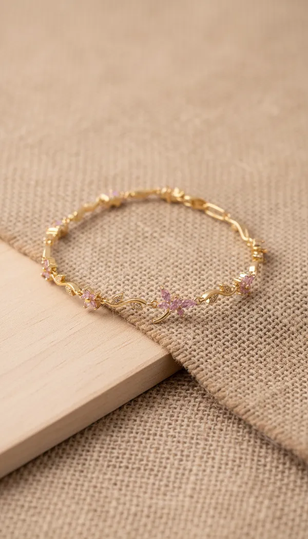 Gold_Plated_Pink_Floral_Anti-Tarnish_Crystal_Tulip_Bracelet