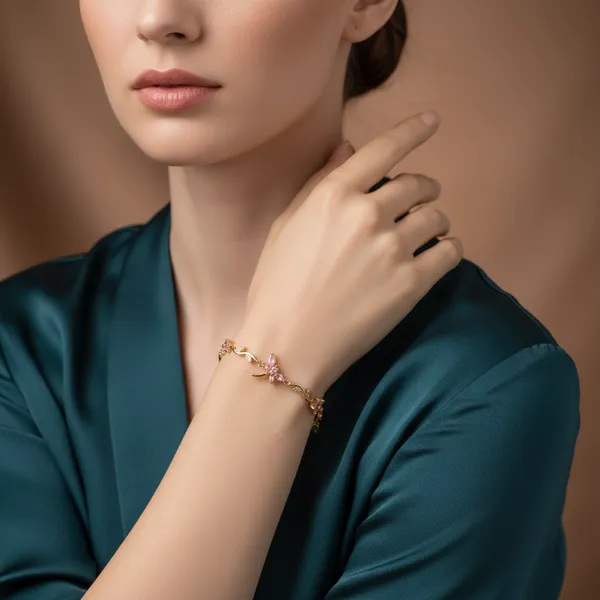 Gold_Plated_Pink_Floral_Anti-Tarnish_Crystal_Tulip_Bracelet